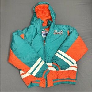 Miami Dolphins Jacket Boys Large NFL Kids Vintage 90's Puffer Oversize Football